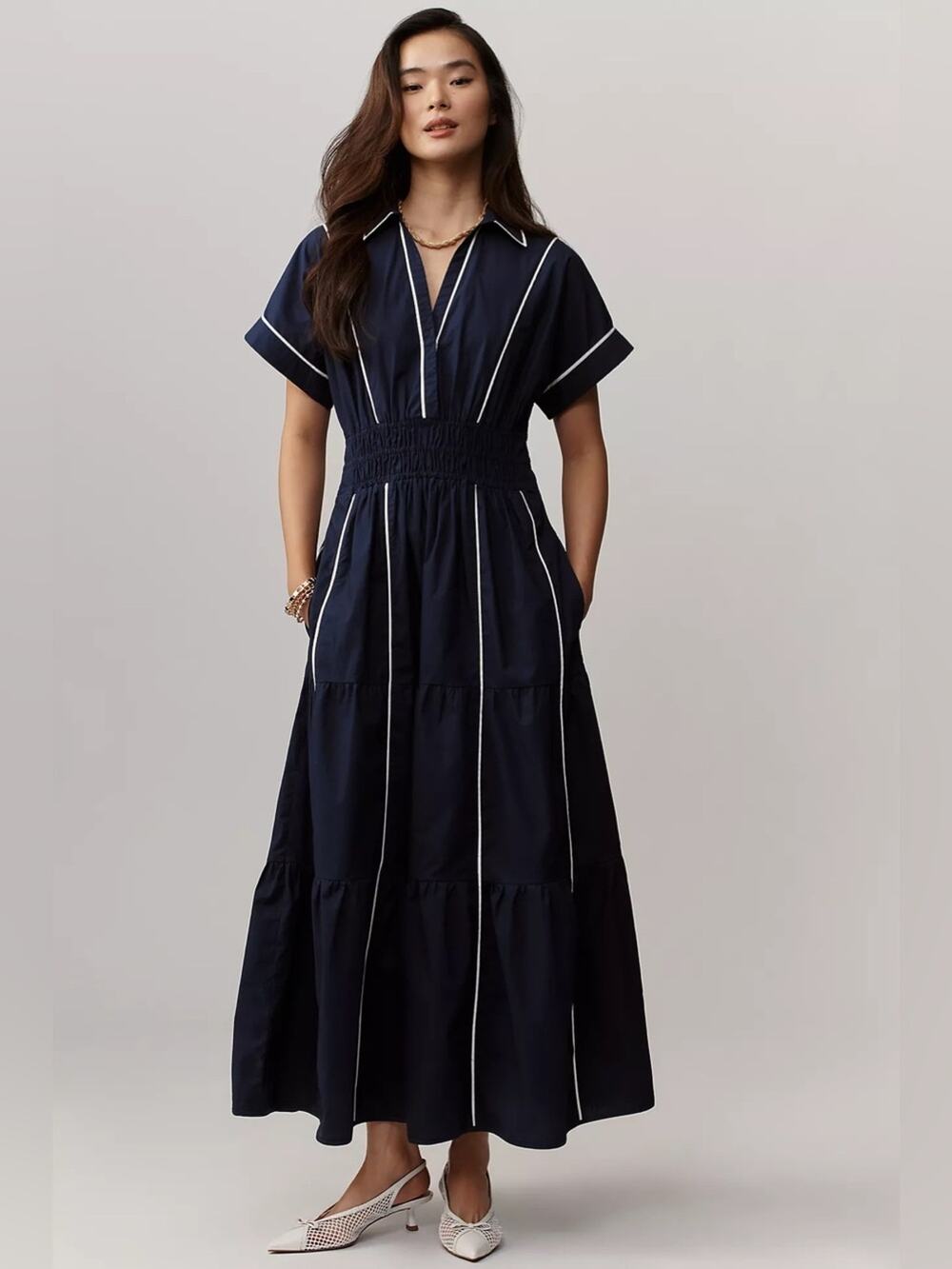 Anthropologie Somerset Maxi Dress Nightfall/Bright White